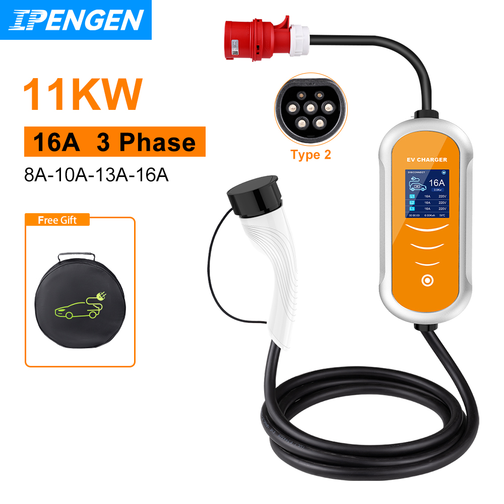 Type 2 Portable Ev Charger 11Kw Cee - IPENGEN EV 充電器 16A 11KW タイプ
