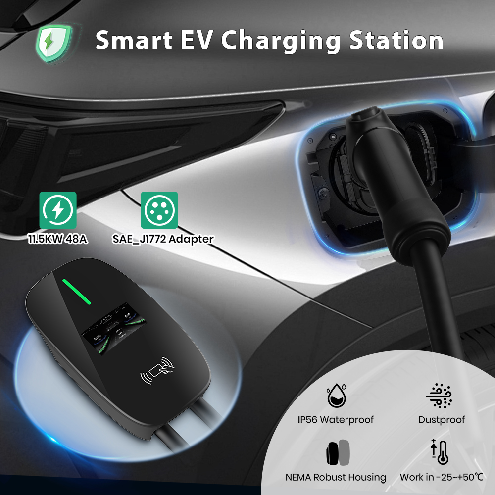ジュンサン レベル2 EV充電器 48A 11KW SAE  - J1772 Evse 32A Level 2 Charger のレビューと価格