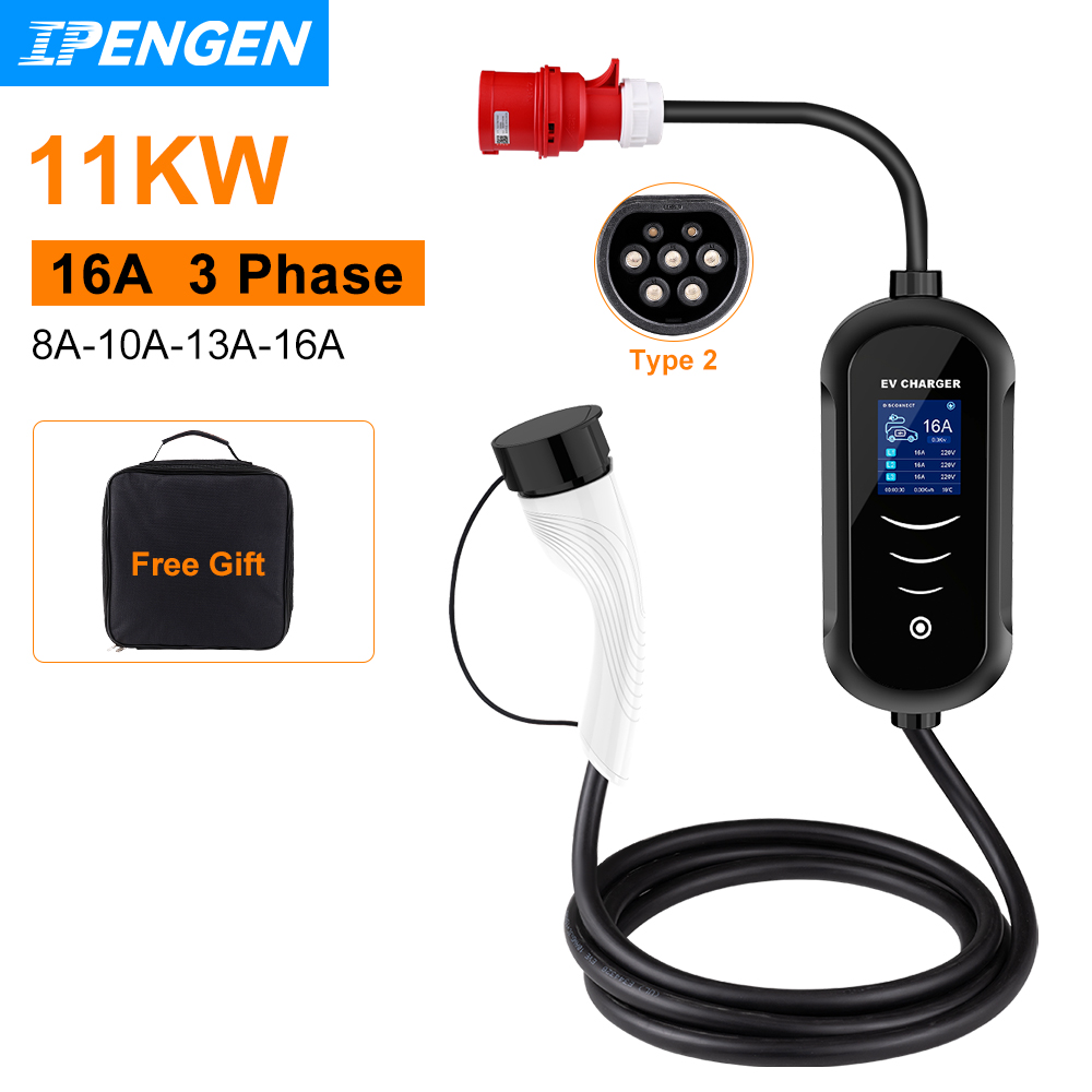 Ipengen-ポータブル電気自動車充電器,充電ボックス,C - Type 2 Portable Ev Charger 11Kw Cee のレビューと価格