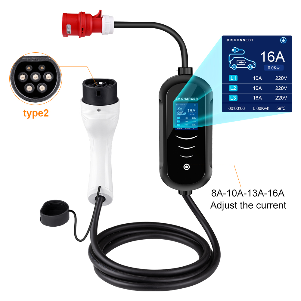 Ipengen-ポータブル電気自動車充電器,充電ボックス,C - Type 2 Portable Ev Charger 11Kw Cee のレビューと価格